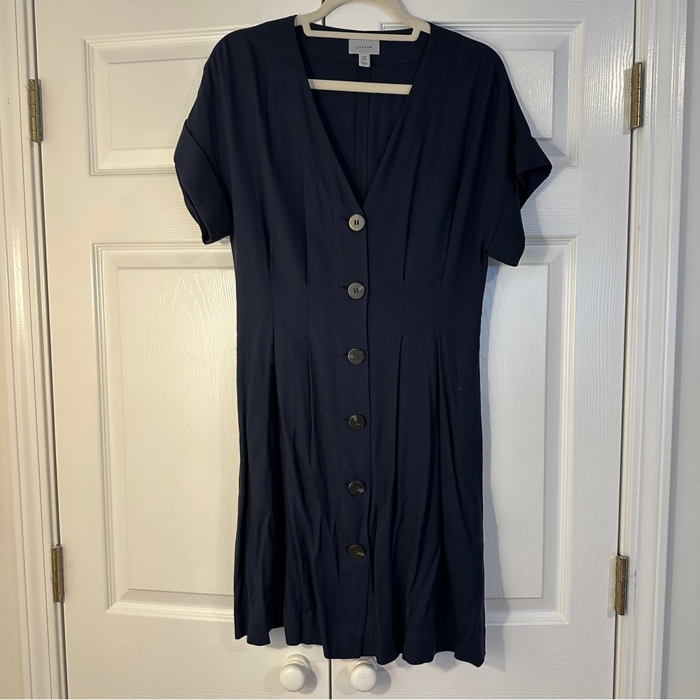 Jigsaw Dark Blue Button-Front Mini Dress